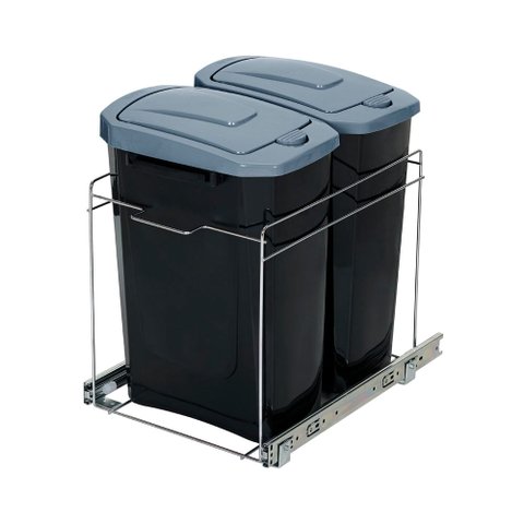 Lixeira com Fixação na Base com Corrediça Masutti Copat 6489 - Preto - 340 X 440 X 450 Mm