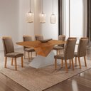 Ver imagem 1 de Mesa de Jantar Aster 180 cm Tampo MDF Laminado Canto Copo com 6 Cadeiras Aline