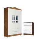 Ver imagem 1 de Cômoda Gaveteiro e Guarda Roupa Ariel 4 Portas Branco Acetinado Amadeirado - Carolina