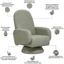 Ver imagem 4 de Poltrona de Amamentação com Balanço Giratória Cone Dolce D02 Bouclê Verde Oliva C-199 - Lyam Decor