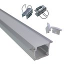 Ver imagem 3 de Kit Completo Perfil de Led Embutir Anodizado (Prata) 2 Metros