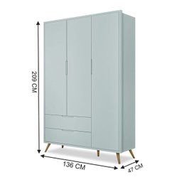 Guarda-Roupa Old 3 Portas e 2 Gavetas Clean Plus Menta/Nature - Planet Baby - 4