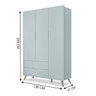 Guarda-Roupa Old 3 Portas e 2 Gavetas Clean Plus Menta/Nature - Planet Baby - 4