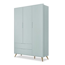 Guarda-Roupa Old 3 Portas e 2 Gavetas Clean Plus Menta/Nature - Planet Baby - 1