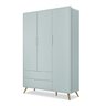 Guarda-Roupa Old 3 Portas e 2 Gavetas Clean Plus Menta/Nature - Planet Baby - 1