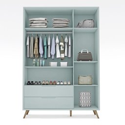 Guarda-Roupa Old 3 Portas e 2 Gavetas Clean Plus Menta/Nature - Planet Baby - 3