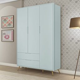 Guarda-Roupa Old 3 Portas e 2 Gavetas Clean Plus Menta/Nature - Planet Baby - 2