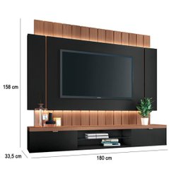 Painel para TV até 55 Polegadas Illusion Hb Móveis Preto/Nature - 3