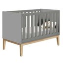 Ver imagem 1 de Berço Mini Cama Classic Cinza Fosco com Pés Madeira Natural - Reller Móveis