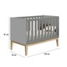 Berço Mini Cama Classic Cinza Fosco com Pés Madeira Natural - Reller Móveis - 3