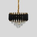 Ver imagem 1 de Lustre Cinderela-6648 Cristal 400mm 02601/400bk Preto/dourado