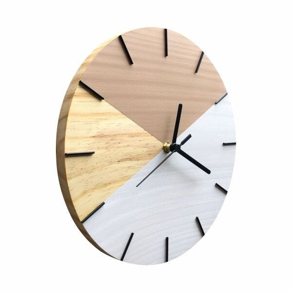 Relógio de Parede Geométrico Branco e Avelã 28cm - 2