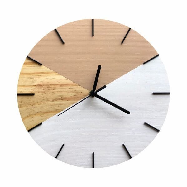 Relógio de Parede Geométrico Branco e Avelã 28cm - 1