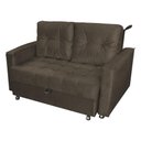 Ver imagem 4 de Sofá Cama para Sala de Estar Remy Veludo Marrom