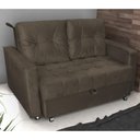 Ver imagem 1 de Sofá Cama para Sala de Estar Remy Veludo Marrom