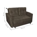 Ver imagem 2 de Sofá Cama para Sala de Estar Remy Veludo Marrom