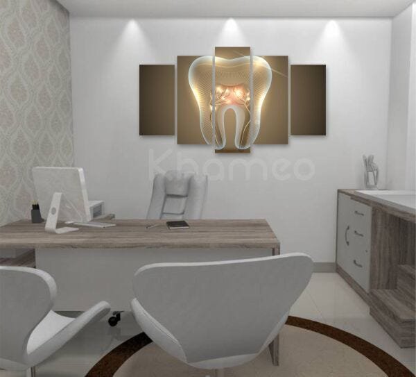 Quadro 5 Peças Dente Consultório Odontológico - 1