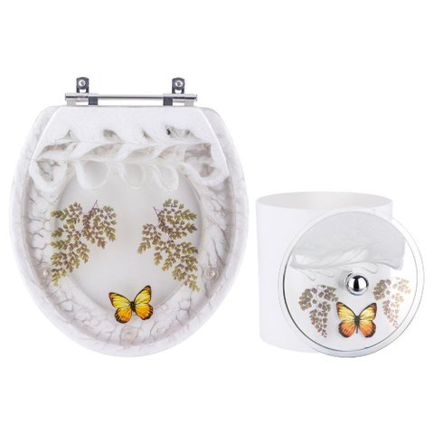 Assento Sanitário Oval e Lixeira Decoradas