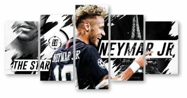 Quadro 5 peças Neymar Jr Paris Saint-Germain Menino Ney - 2