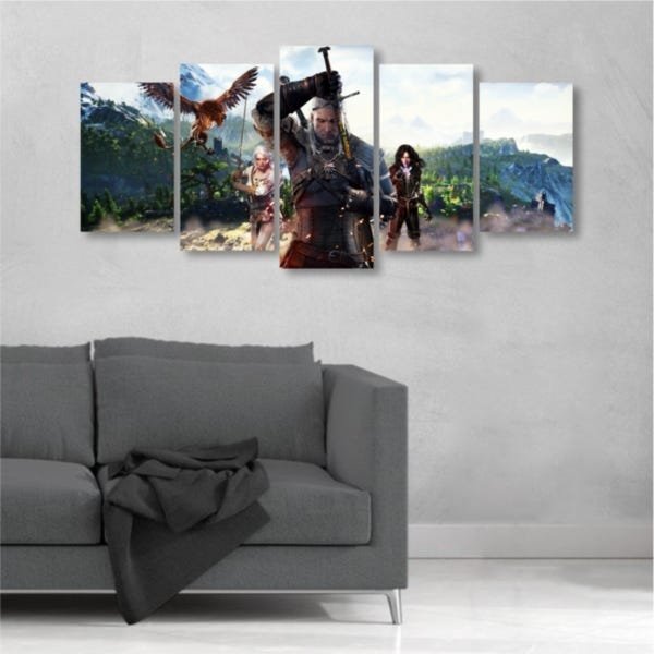 Título: Quadro Grande 5 peças Mosaico The Witcher 3: Wild Hunt Game Geek - 1