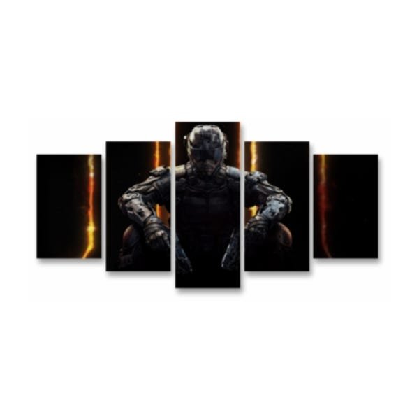 Quadro Grande 5 peças Mosaico Call of Duty Game Jogo Geek Gamer Black Ops - 2