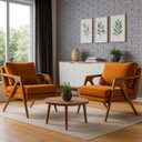 Ver imagem 1 de Kit 2 Poltronas Decorativas Mona Pés de Madeira e Linho Premium:terracota