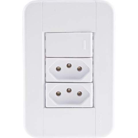 Conjunto 4x2 com 1 Interruptor Simples 10 a 250 V e 2 Tomadas 2P+T 10 a 250 V Tramontina Tablet