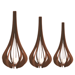 Luminária de Chão MDF IBIZA:Marrom/Kit c/ 3 -120x60, 90x42, 75x37