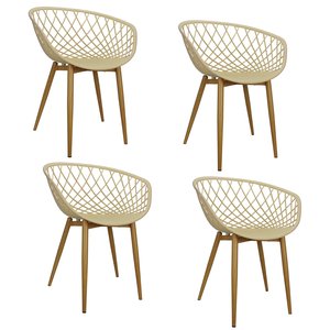 Kit 4 Cadeiras Clarice Nest com Apoio de Braços - Sidera - Nude Multicolorido