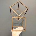 Ver imagem 2 de 2 Cubos Decorativos - Quadrado Geométrico, Decoração Sala, Escritório - Toque 3d - Cor: Bronze