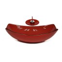 Ver imagem 1 de CUBA DE VIDRO OVAL CHANFRADA 51CM VERMELHO CEREJA + VALVULA + TORNEIRA CASCATA