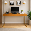 Ver imagem 1 de Mesa para Estudos Diretor Pé de Ferro 90 cm - Freijó/Dourado