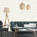 Ver imagem 2 de Papel De Parede Branco Lavável Para Sala e Quarto Com Detalhes Gold