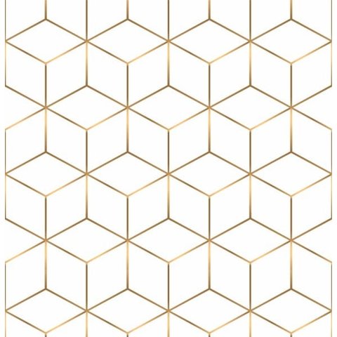 Papel De Parede Branco Lavável Para Sala e Quarto Com Detalhes Gold