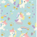 Ver imagem 2 de Papel De Parede Azul Bebê Lavável Para Quarto De Criança Unicórnio