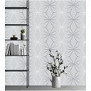 Ver imagem 1 de Papel De Parede Cinza Para Sala e Quarto Com Detalhes Prateado Lavável