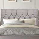 Ver imagem 1 de Painel Estofada Istambul Botão Capitonê 195cm King Size para Cama Box Quarto Suede Cinza Claro -