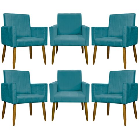 Kit 6 Poltronas Decorativas para Sala Mari Suede Cores