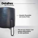 Ver imagem 5 de Puff Banqueta Redondo de Ferro Couro Sintético Sala Quarto:preto