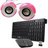 Caixa Som para Pc Cs-69 Rosa + Teclado e Mouse S/Fio Bk-S1000 - 1