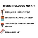Ver imagem 3 de Esguicho Hidropistola 6 Jatos + Engate Rápido 3/4" e 5/8" + Bico Torneira + Torneira 1/2" Metal com