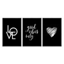 Ver imagem 1 de Kit 03 Quadros Decorativos - Good Vibes Frs003 - Tela Canvas - 40x60cm