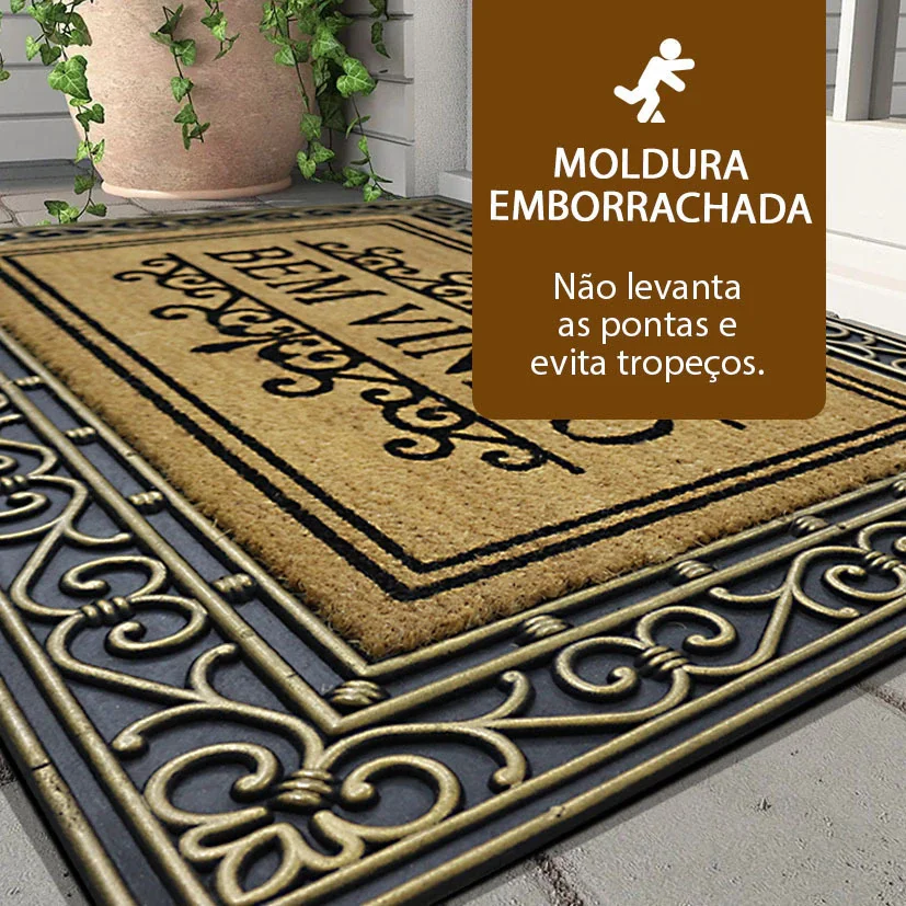 2 Tapete Porta Capacho Fibra Coco Antiderrapante 60x90 Impdr - 2