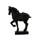 Ver imagem 1 de Escultura Cavalo Chinês Pequeno, Poliresina, Preto Brilhante