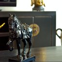 Ver imagem 3 de Escultura Cavalo Chinês Pequeno, Poliresina, Preto Brilhante