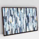 Ver imagem 1 de Quadro Decorativo em Canvas Abstrato Listras Multicoloridas e Azuladas TaColado Moldura Flutuante 4,