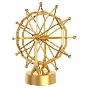 Pendulo de Newton Roda Gigante Cinético Usb Movimento Perpetuo Decoração de Mesa Geek Nerd:dourado