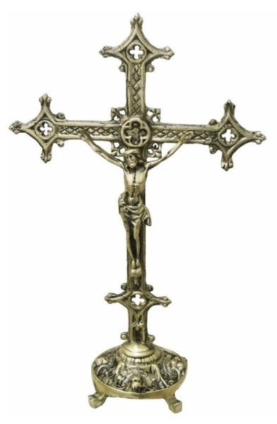 Crucifixo De Mesa Em Bronze 45 Cm Grande Presentes Igreja Altar Jesus Cristo - 2