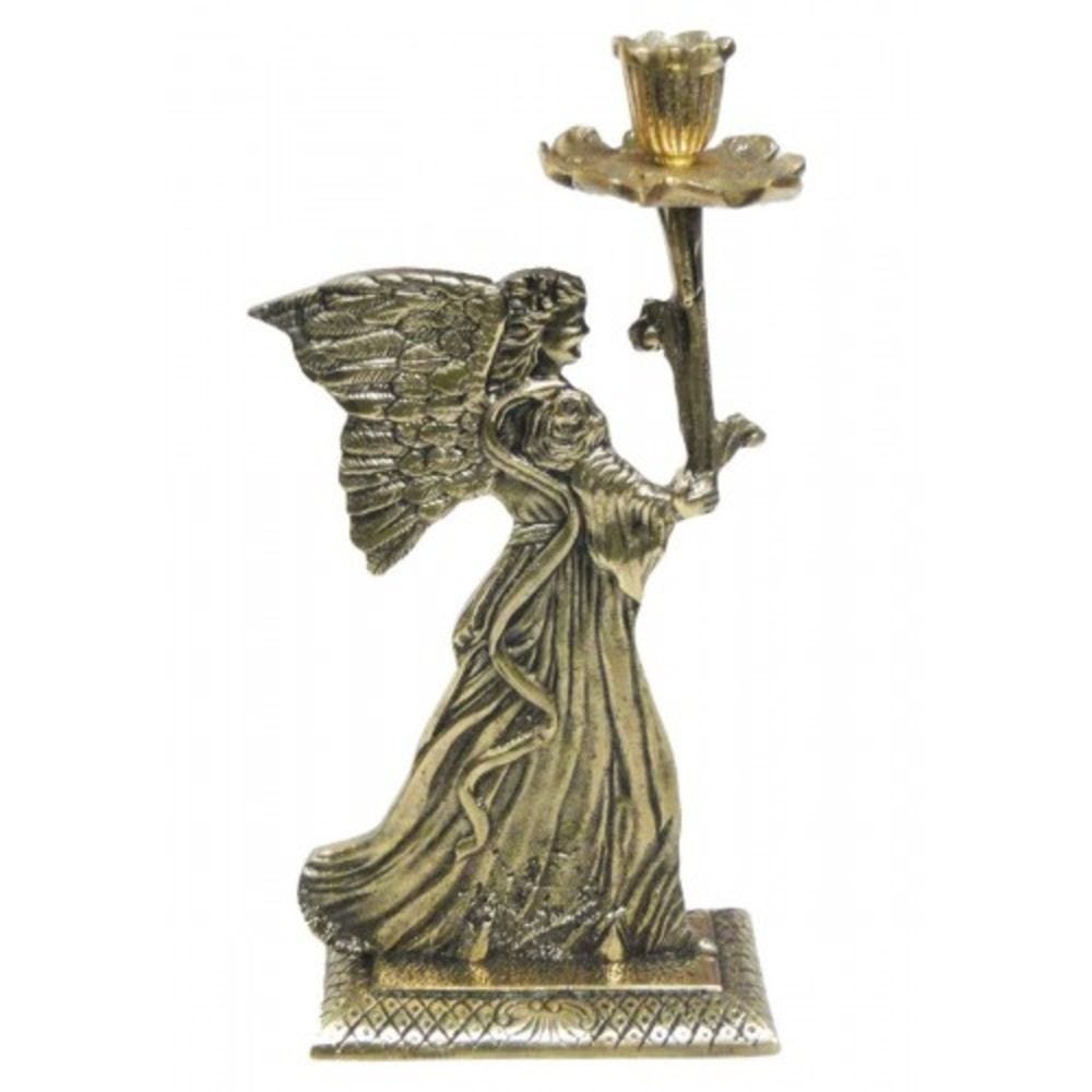 Castiçal Anjo Dupla Face Em Bronze Para Uma Vela Decoração Presentes