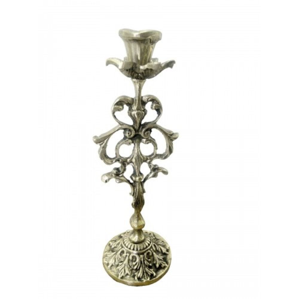 Castiçal Em Bronze Para Uma Vela Floral 24 Cm De Altura Capelas Igrejas